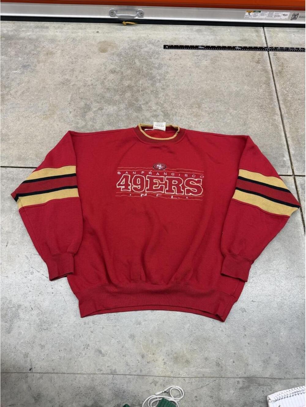 vintage san francisco 49ers lee sport burgandy spell out crewneck size xl